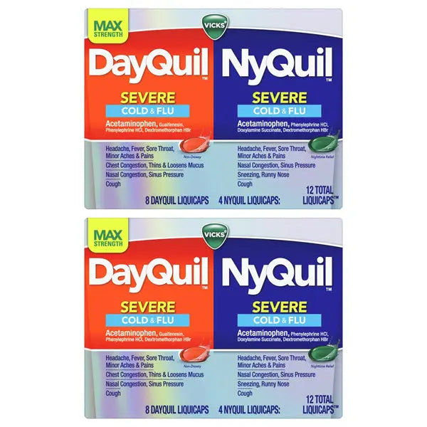 2 Pack - Vicks DayQuil & NyQuil Max Strength Severe Combo 12 Count Each Vicks